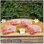 Pork CHOP SKIN OFF T-BONE (with tenderloin) 3/4" 2cm frozen Local Premium (price/pack 700g 2pcs)